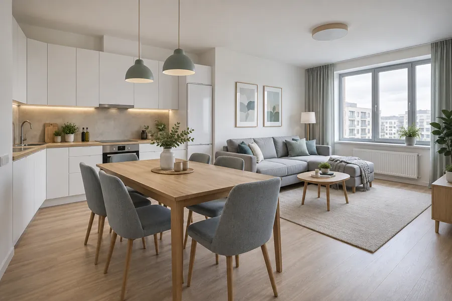 3-комнатная 75 м² — «Пулково»: кухня-гостиная