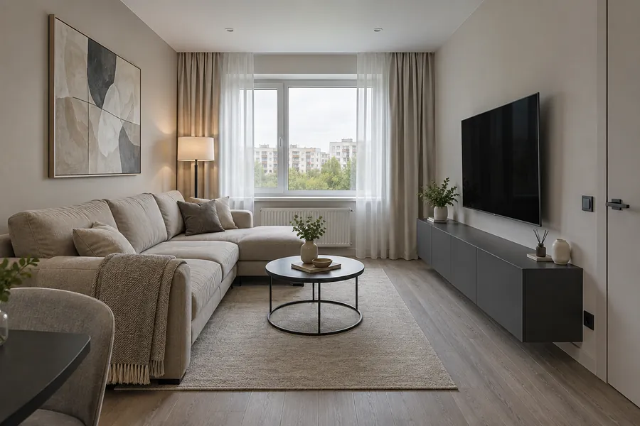 2-комнатная 52 м² — «Гражданка»: гостиная