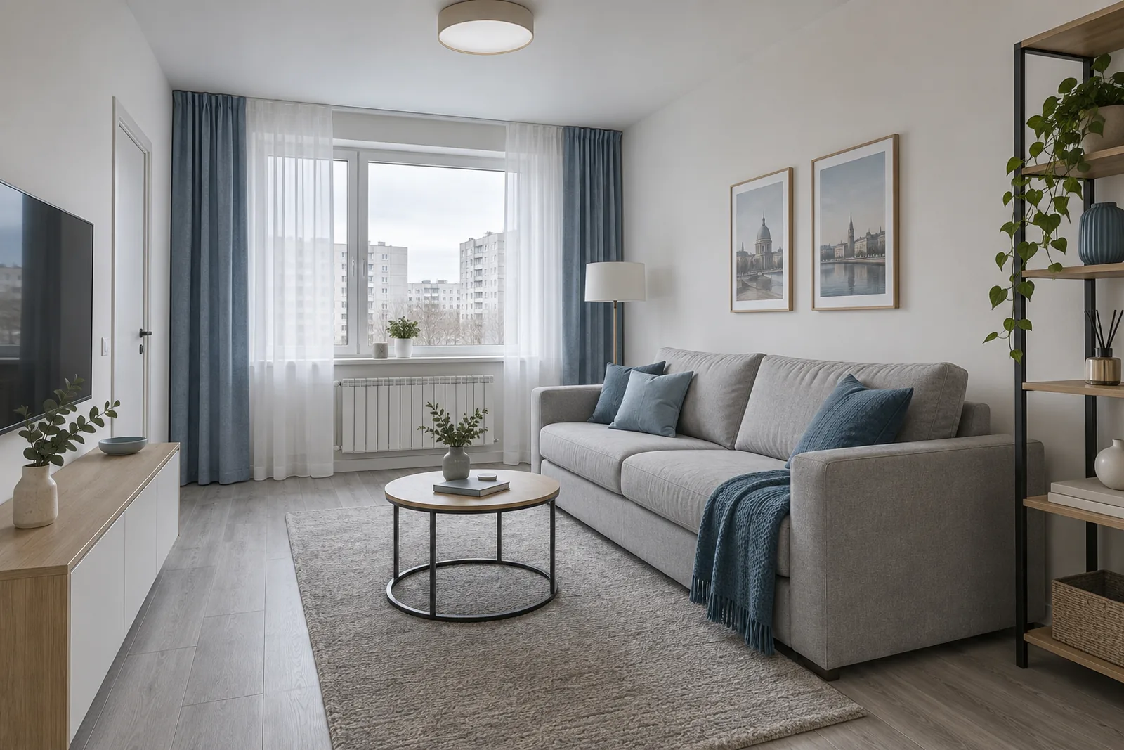 3-комнатная 64 м² — «Ржевка»: гостиная