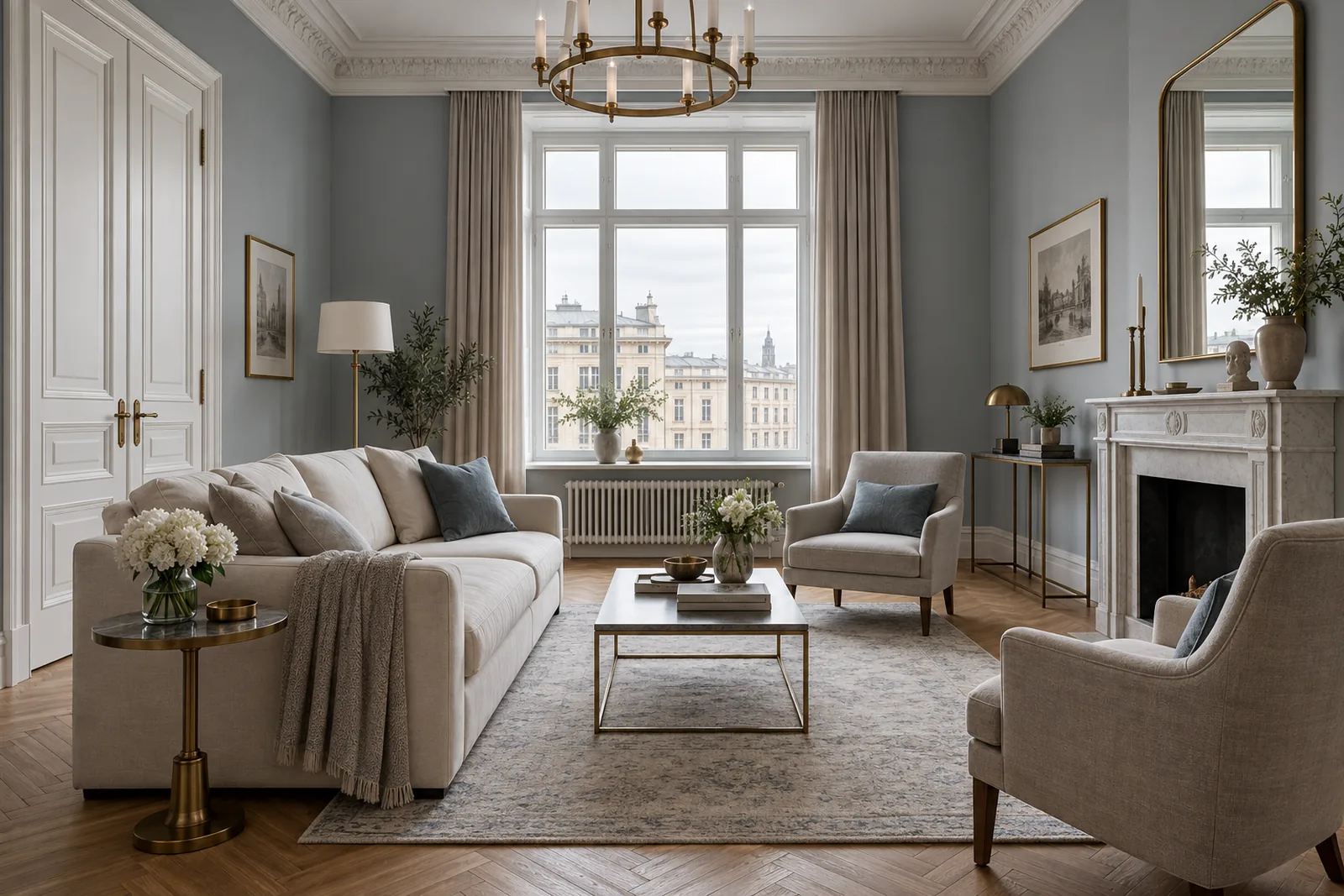 2-комнатная 58 м² — «Московский»: гостиная