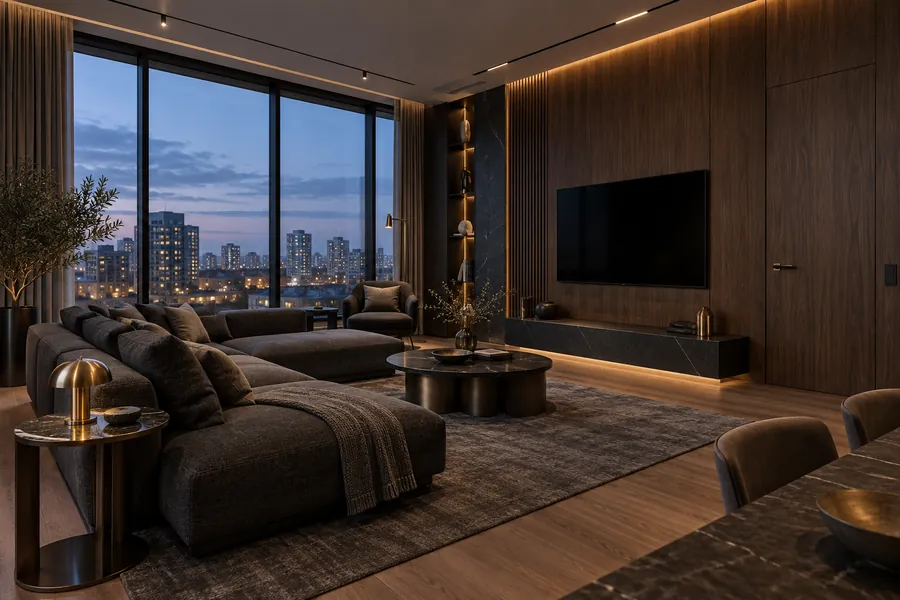4-комнатная 110 м² — «Каменный»: гостиная